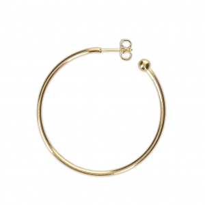 Earring hoops with ball 40x1.9 mm - fine Gold plated x2