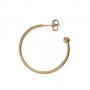 Earring hoops with ball 30x1.9 mm - Mat Gold Tone x2