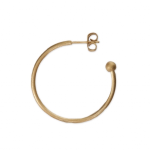 Earring hoops with ball 30x1.9 mm - Mat Gold Tone x2