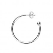 Earring hoops with ball 30x1.9 mm - fine silver plating x2