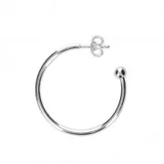 Earring hoops with ball 30x1.9 mm - fine silver plating x2