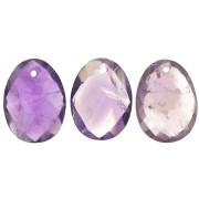 Oval Faceted gemstone Pendant 20x15 mm Amethyst x1