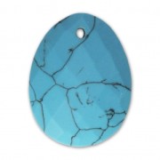 Oval Faceted gemstone Pendant 20x15 mm Imitation Turquoise x1