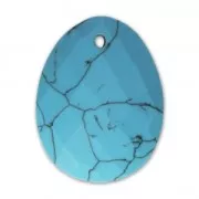 Oval Faceted gemstone Pendant 20x15 mm Imitation Turquoise x1