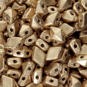 Mini Diamonduo 2-hole glass beads 4x6 mm Gold Mat x5g