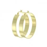 Flat large creoles 40 mm gold tone x2