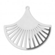 Fan-shaped pendant designed by Perles & Co 24 mm Fine silver plating x1|raw }}