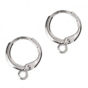 Round leverback earrings 14.50 mm Rhodium Tone x2|raw }}