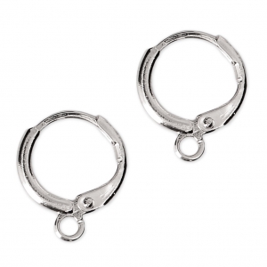 Round leverback earrings 14.50 mm Rhodium Tone x2