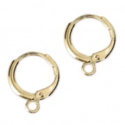 Round leverback earrings 14.50 mm gold Tone x2