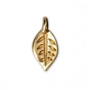 Mini leaf charms 9 mm for jewelry creation - fine Gold plated x10