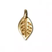 Mini leaf charms 9 mm for jewelry creation - fine Gold plated x10