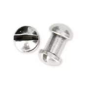 Screw-on rivet clasp 4 mm for a 5 mm lace - Antique Silver Plating x2