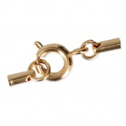 Spring clasp 6 mm with end for cords 1 to 1.3 mm - Fine Gold plated x1|raw }}