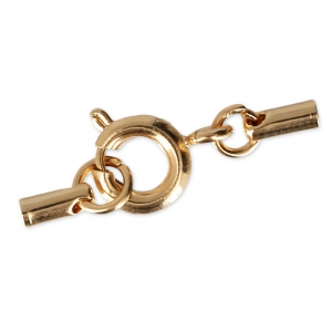 Spring clasp 6 mm with end for cords 1 to 1.3 mm - Fine Gold plated x1