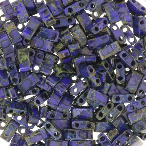 Miyuki Half Tila Beads 5x2.3x1.9 mm HTL-4518 - Opaque Cobalt Picasso x10g