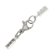Stainless Steel lace holder lobster clasp for 2 mm cord x1