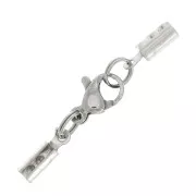 Stainless Steel lace holder lobster clasp for 2 mm cord x1