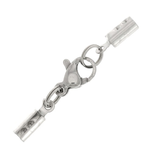 Stainless Steel lace holder lobster clasp for 2 mm cord x1