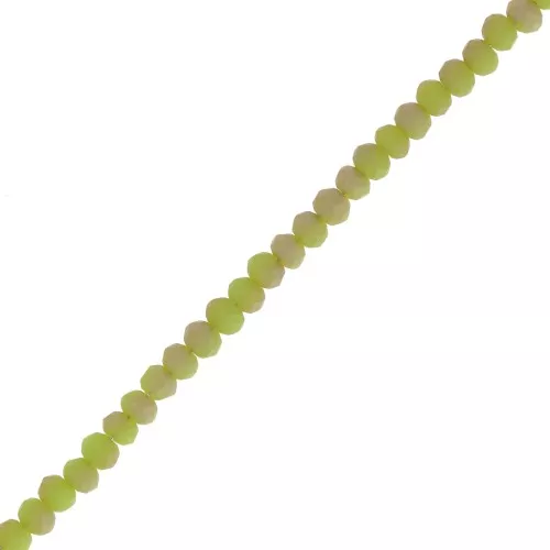 Faceted flat round beads 3x2 mm Pale Green Frosted x45cm