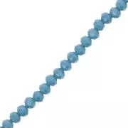 Round faceted beads - round flattened - 4x3.5 mm - Teal x41cm