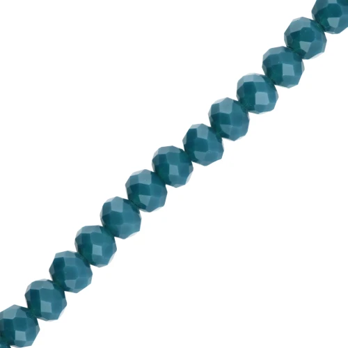 Round faceted beads - round flattened - 4x3.5 mm - Teal x41cm