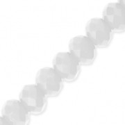 Faceted flat round beads 4x3 mm White Opaque x45cm