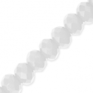 Faceted flat round beads 4x3 mm White Opaque x45cm