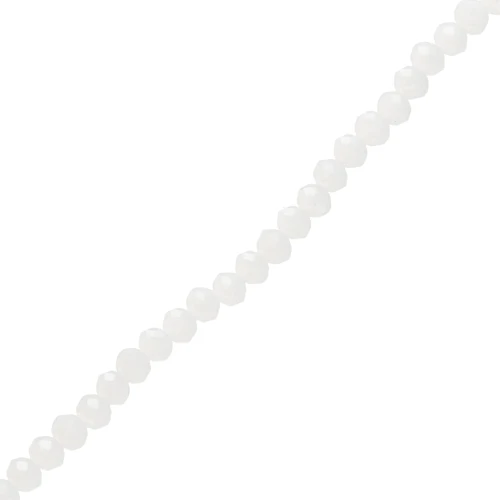 Rondelle beads faceted - round flattened - 4x3.5 mm White Opaque x40cm