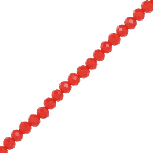 Rondelle beads faceted - round flattened - 4x3.5 mm Light Coral x44cm