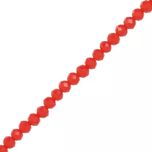 Rondelle beads faceted - round flattened - 4x3.5 mm Light Coral x44cm