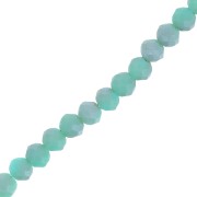 Faceted flat round beads 4x3 mm Light Turquoise Frosted x46cm|raw }}