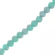Faceted flat round beads 4x3 mm Light Turquoise Frosted x46cm