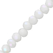 Faceted flat round beads 6x5 mm - White Opaque AB x41cm|raw }}