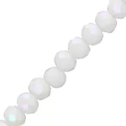 Faceted flat round beads 6x5 mm - White Opaque AB x41cm
