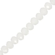 Rondelle beads faceted - round flattened - 8x6 mm White Opaque x40cm|raw }}