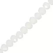 Rondelle beads faceted - round flattened - 8x6 mm White Opaque x40cm