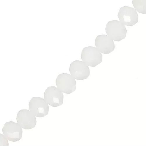 Rondelle beads faceted - round flattened - 8x6 mm White Opaque x40cm