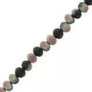 Grey - Perles rondelles facettées - rondes aplaties 6x5 mm Black Plated Frosted AB x36cm Perles rondelles facettées - rondes aplaties 6x5 mm Black Plated Frosted AB x36cm