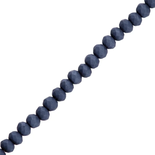 Faceted flat round beads 3.5x3 mm Frosted Midnight Blue x34cm