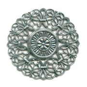 Round Filigree finding 43mm Old silver tone x1