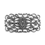 Rectangular Filigree finding 44x23mm Old silver tone x1