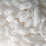 StormDuo 2-hole glass beads 3x7 mm Opaque White x50