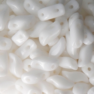 StormDuo 2-hole glass beads 3x7 mm Opaque White x50