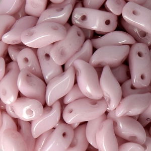 StormDuo 2-hole glass beads 3x7 mm Opaque Light Rose Ceramic Look x50