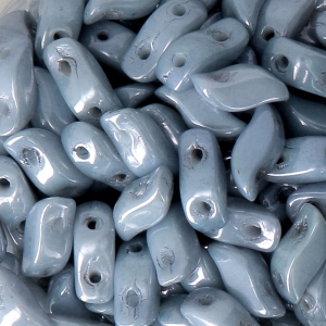 StormDuo 2-hole glass beads 3x7 mm Opaque Blue Ceramic Look x50