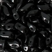 StormDuo 2-hole glass beads 3x7 mm Jet x50|raw }}