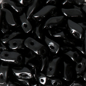 StormDuo 2-hole glass beads 3x7 mm Jet x50