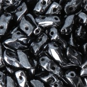 StormDuo 2-hole glass beads 3x7 mm Jet Hematite x50|raw }}