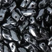 StormDuo 2-hole glass beads 3x7 mm Jet Hematite x50